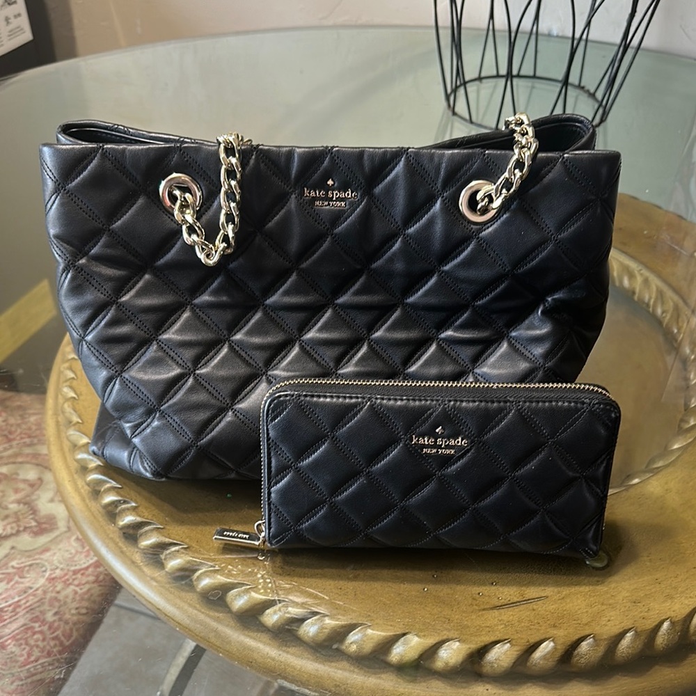 Kate Spade Black Quilted Women's Bag Set